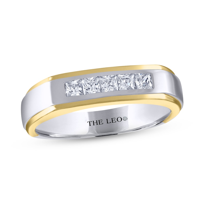 Men's THE LEO Diamond Wedding Band 1/2 ct tw Square-cut Two-Tone Gold Plated