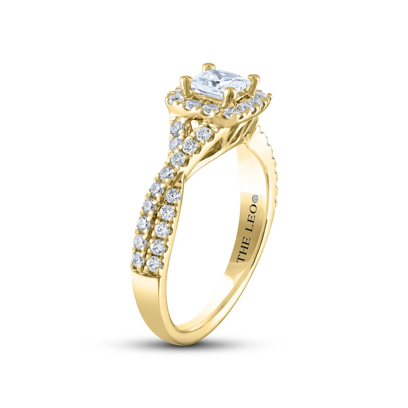 THE LEO Diamond Engagement Ring 1-1/8 ct tw Princess & Round-cut Yellow Gold Plated