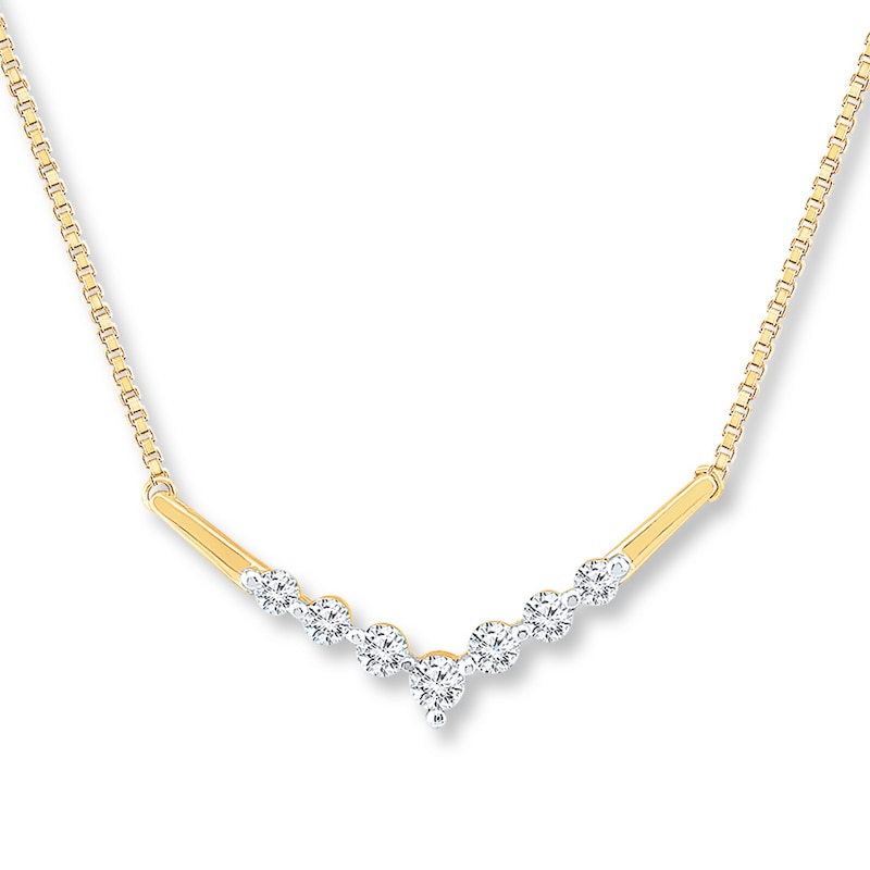 Diamond Necklace 1/2 ct tw Round-cut Yellow Gold Plated