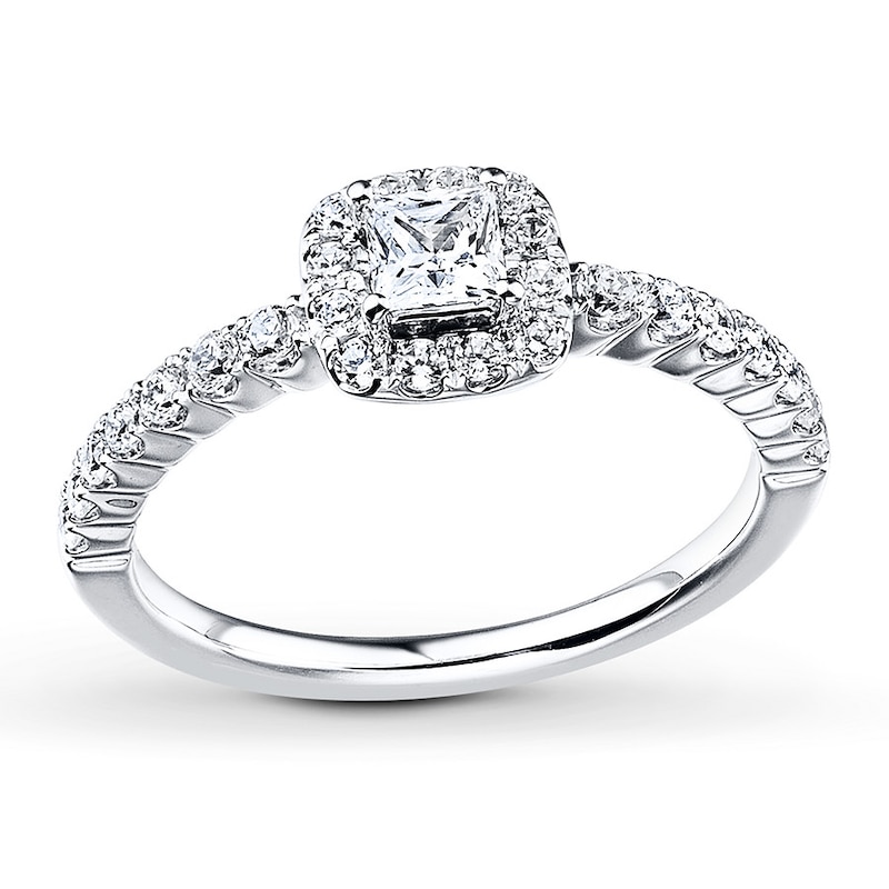 Diamond Engagement Ring 5/8 ct tw Round-cut White Gold Plated