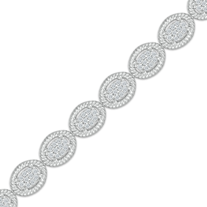 Round-Cut Diamond Oval Halo Tennis Bracelet 1 ct tw White Gold Plated 7.25”