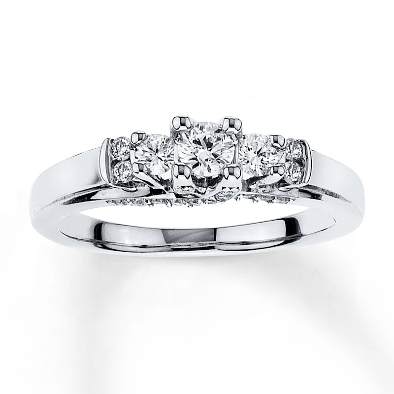 Diamond Ring 3/8 ct tw Round-cut White Gold Plated