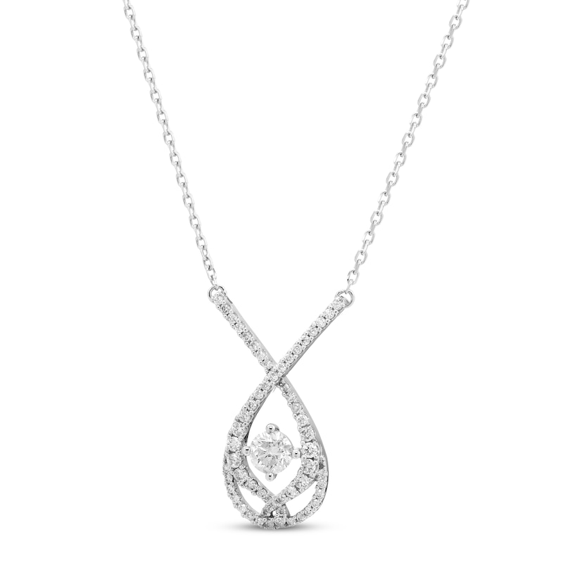 Love Entwined Diamond Necklace 1/5 ct tw Round-cut Silver Plated 18"