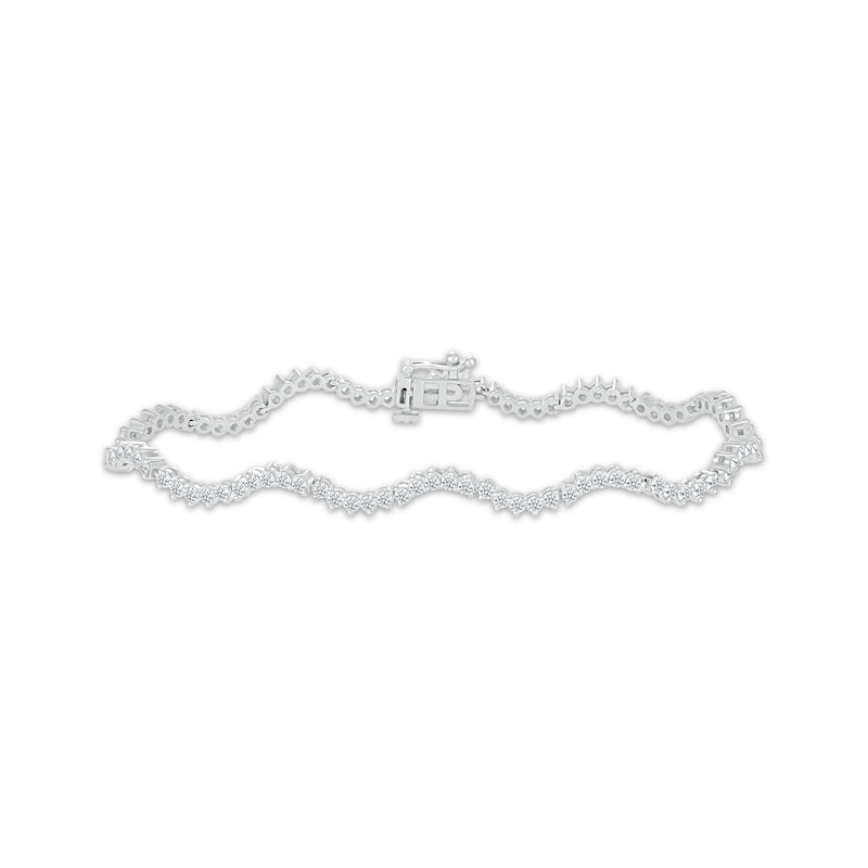 Diamond Squiggle Bracelet 2 ct tw White Gold Plated 7.25"