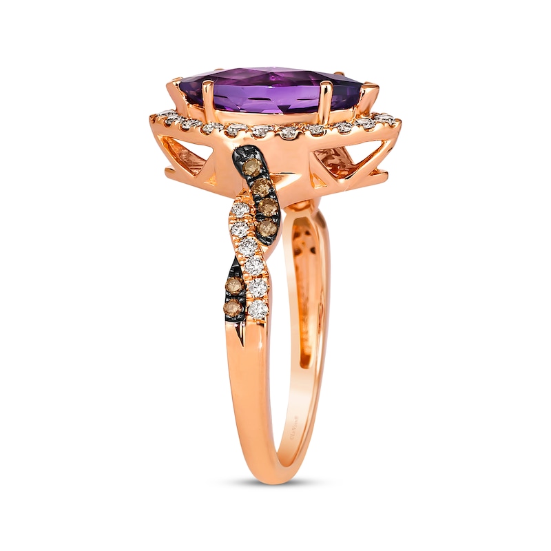 Le Vian Chocolate Twist Amethyst Ring 1/2 ct tw Diamonds Strawberry Gold Plated