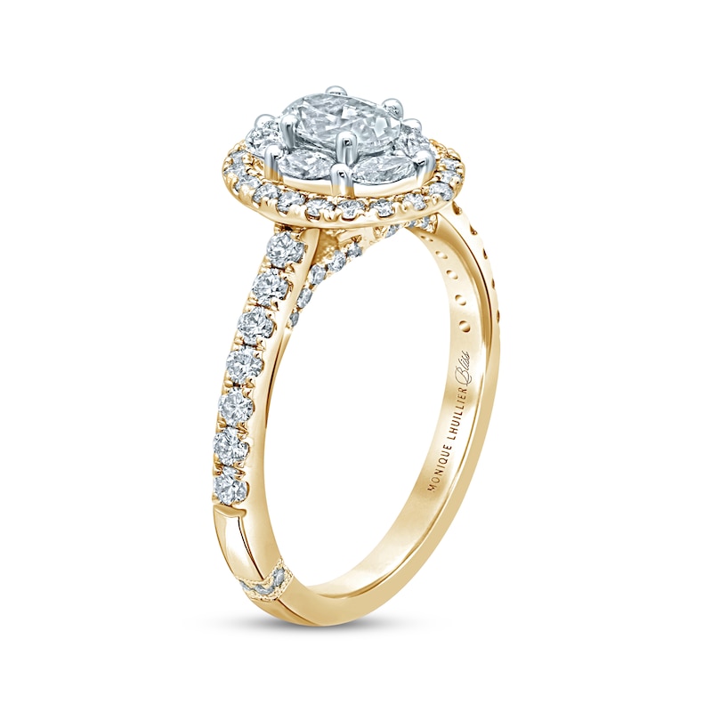Monique Lhuillier Bliss Diamond Engagement Ring 1-1/4 ct tw Oval, Marquise & Round-cut Two-Tone Gold Plated
