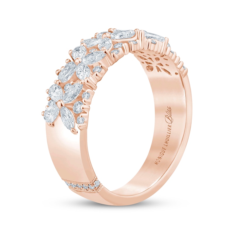 Monique Lhuillier Bliss Pear-Shaped, Marquise & Round-Cut Diamond Anniversary Ring 1 ct tw Rose Gold Plated
