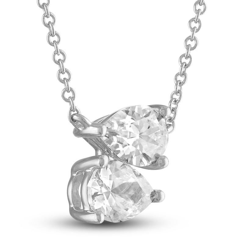 Diamond Double Pear Necklace 1 ct tw White Gold Plated 18"