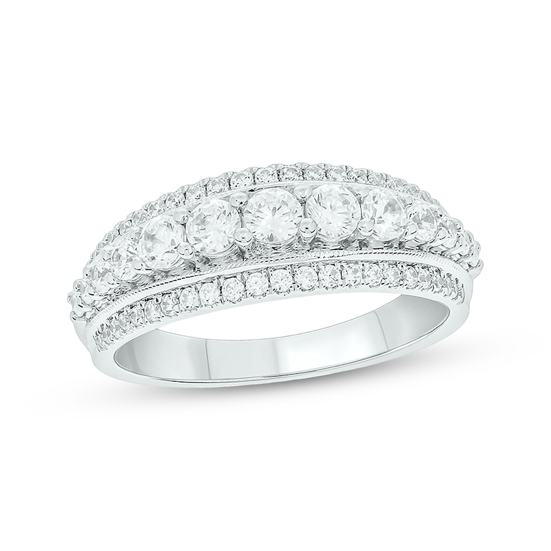 Round-Cut Diamond Three-Row Anniversary Band 1 ct tw White Gold Plated
