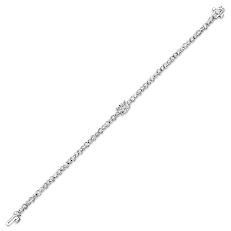 Oval & Round-Cut Diamond Tennis Bracelet 3 ct tw White Gold Plated 7"