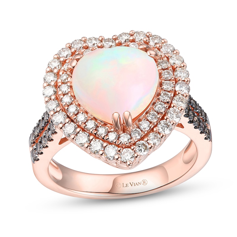 Le Vian Opal Ring 1 ct tw Diamonds Strawberry Gold Plated - Size 7