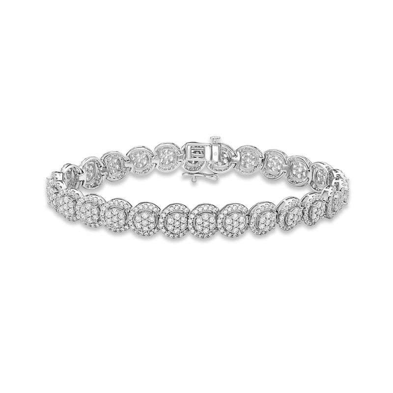 Diamond Overlapping Circle Link Bracelet 5 ct tw White Gold Plated 7"