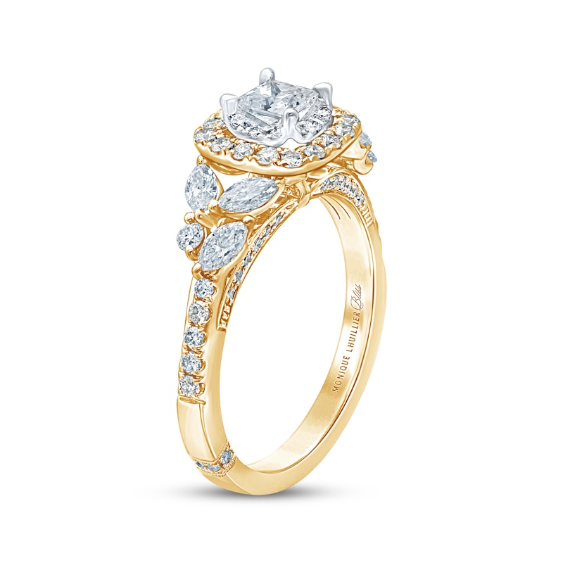 Monique Lhuillier Bliss Princess-Cut Diamond Engagement Ring 1-1/6 ct tw Two-Tone Gold Plated