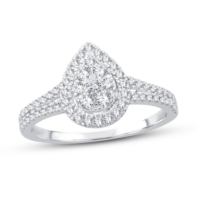 Diamond Engagement ring 1/2 ct tw Round-cut White Gold Plated