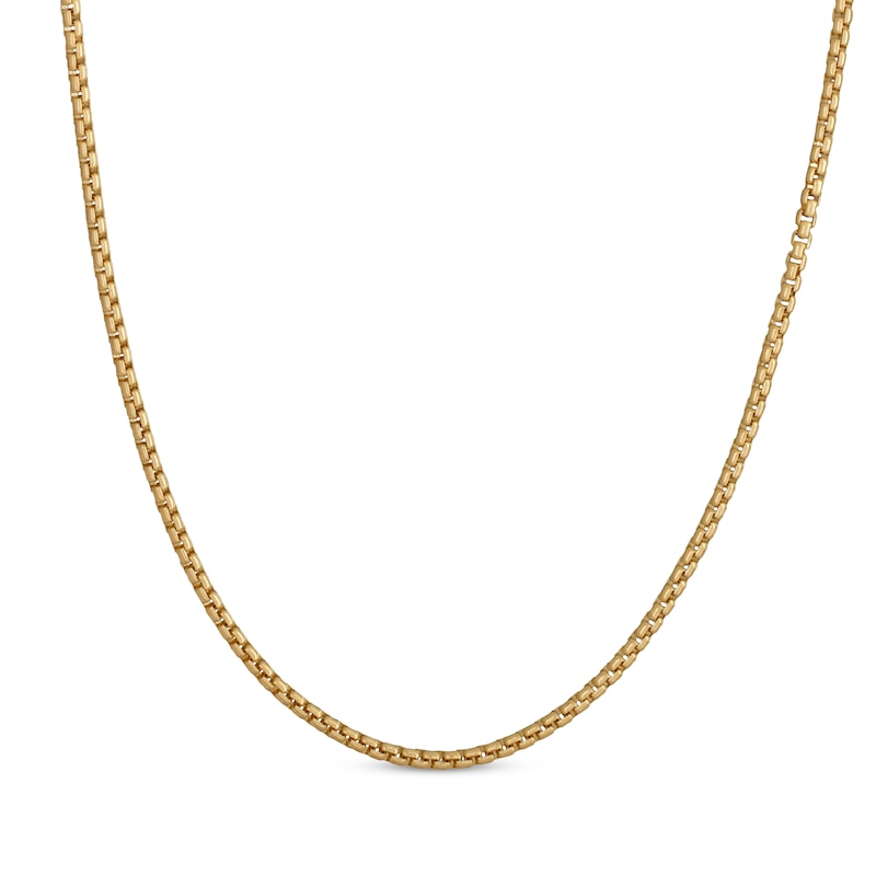 Hollow Round Box Chain Necklace 2.4mm Yellow Gold Plated 20"