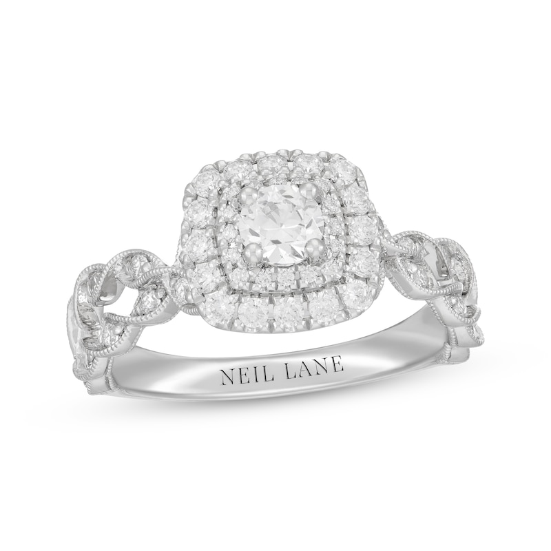 Neil Lane Round-Cut Diamond Twist Shank Engagement Ring 7/8 ct tw White Gold Plated