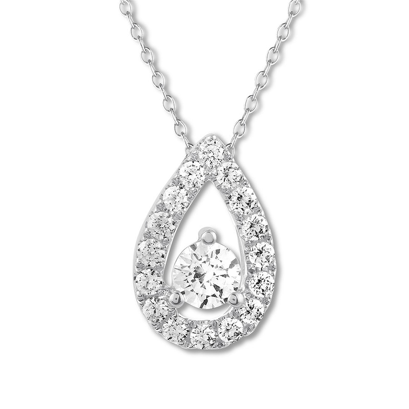 THE LEO Diamond Necklace 1/2 ct tw Round-cut White Gold Plated 19"