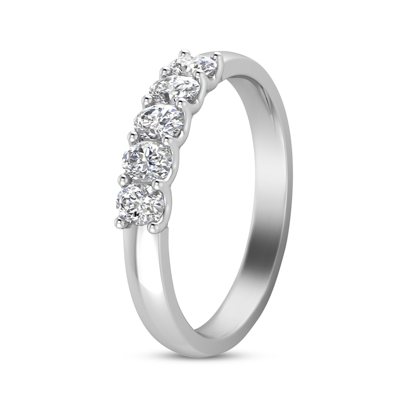 Oval-Cut Diamond Anniversary Band 1/2 ct tw White Gold Plated