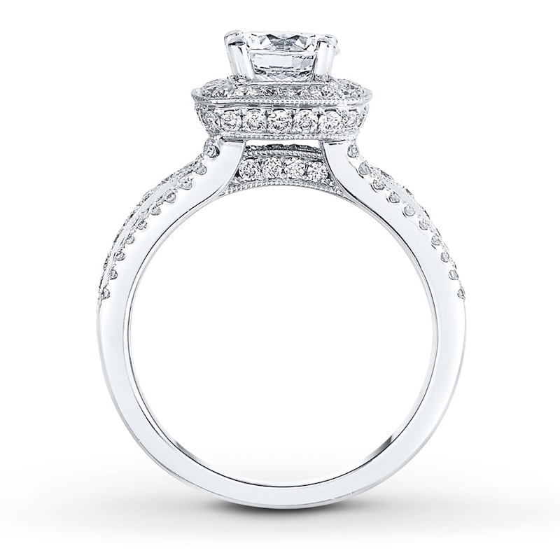 Diamond Engagement Ring 1-1/2 ct tw Round-cut White Gold Plated