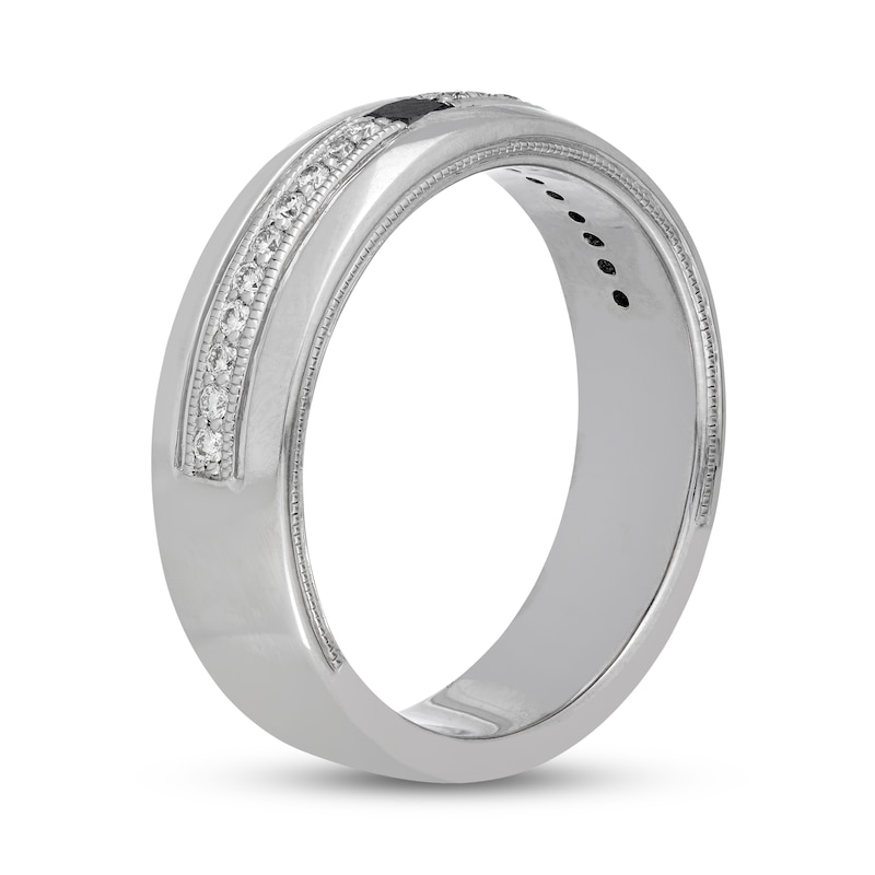 Neil Lane Men's Black & White Diamond Wedding Band 1/3 ct tw Square/Round White Gold Plated