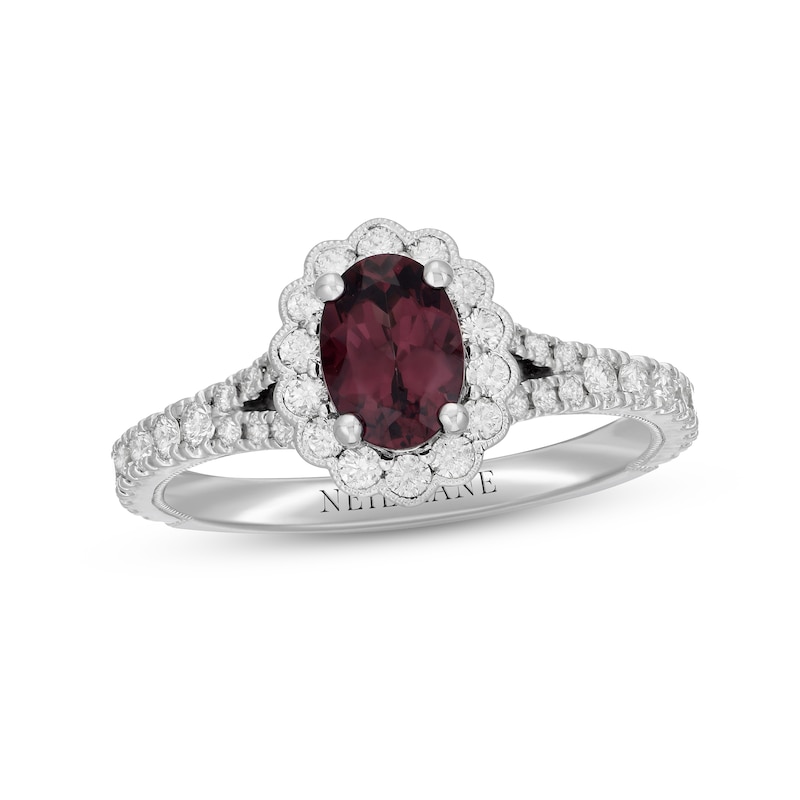Neil Lane Rhodolite Garnet & Diamond Engagement Ring 5/8 ct tw Round-cut White Gold Plated
