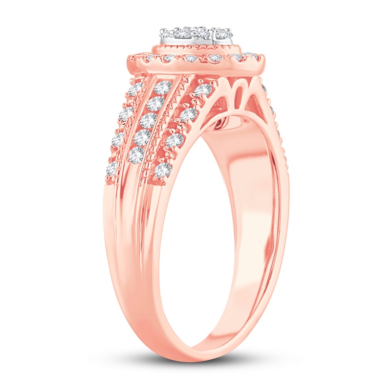 Multi-Stone Diamond Engagement Ring 1/2 ct tw Round-cut Rose Gold Plated