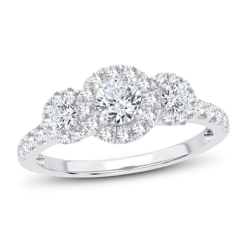 3-Stone Diamond Engagement Ring 1 ct tw Round-cut White Gold Plated