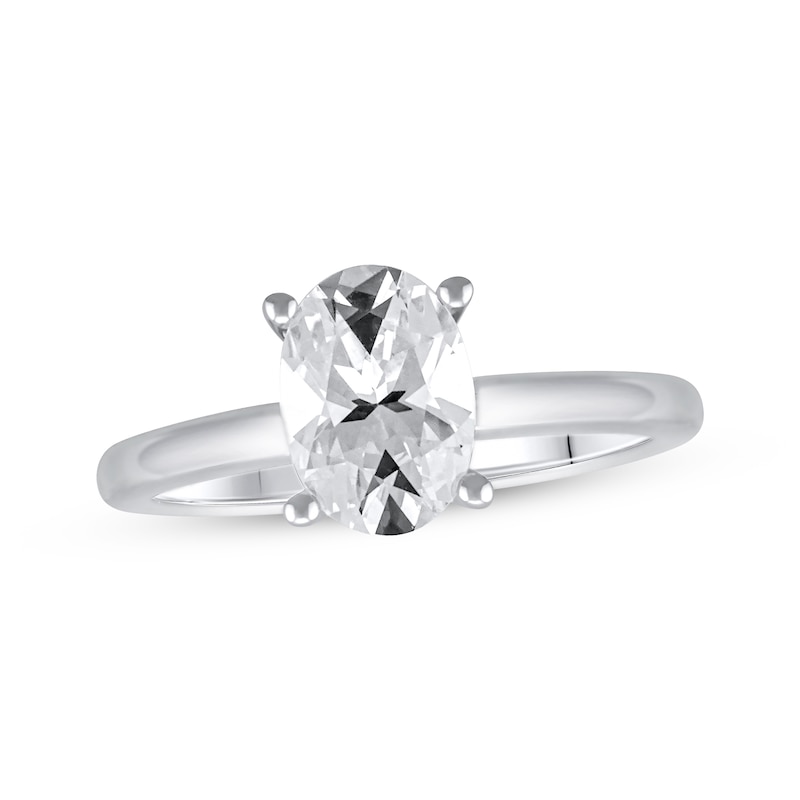 Lab-Created Diamonds by Oval-Cut Solitaire Engagement Ring 1-1/2 ct tw White Gold Plated