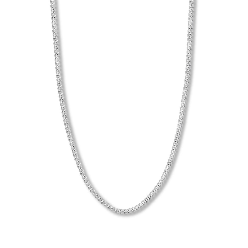 24" Solid Curb Chain White Gold Plated Appx. 4.4mm