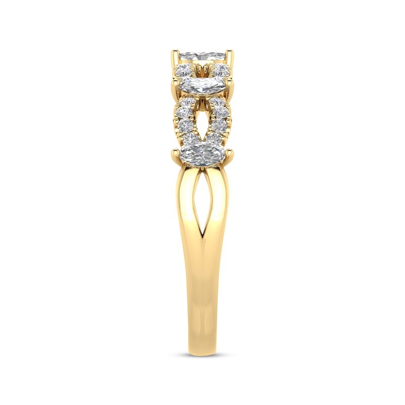 Marquise & Round-Cut Diamond Anniversary Band 3/8 ct tw Yellow Gold Plated