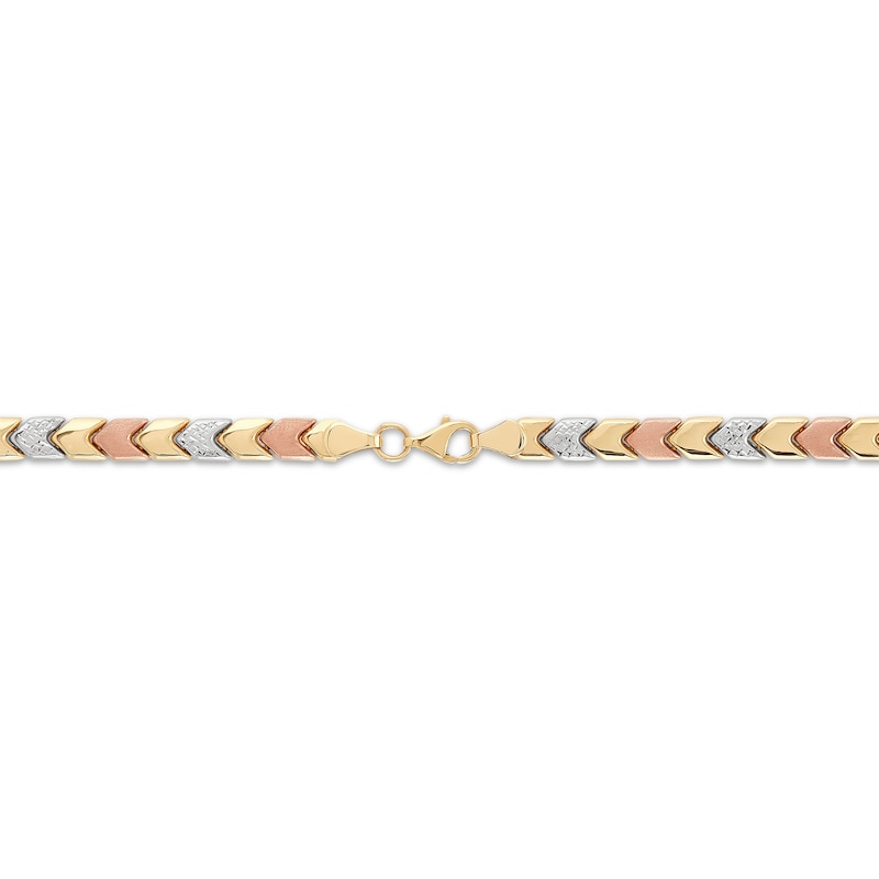 Chevron Link Necklace Tri-Tone Gold Plated 18"