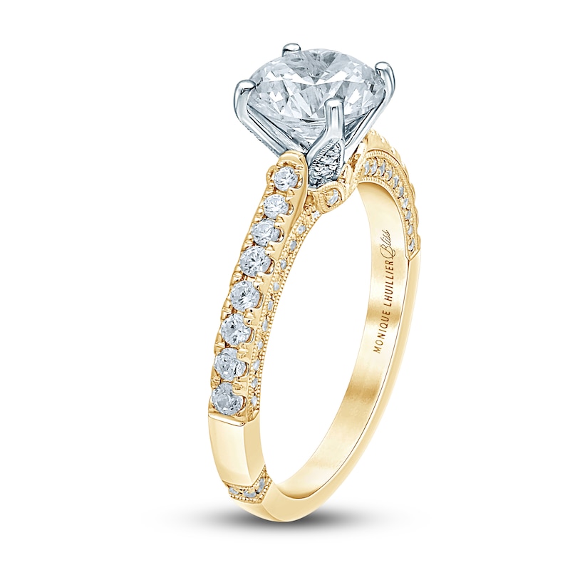 Monique Lhuillier Bliss Diamond Engagement Ring 1-7/8 ct tw Round-cut Two-Tone Gold Plated