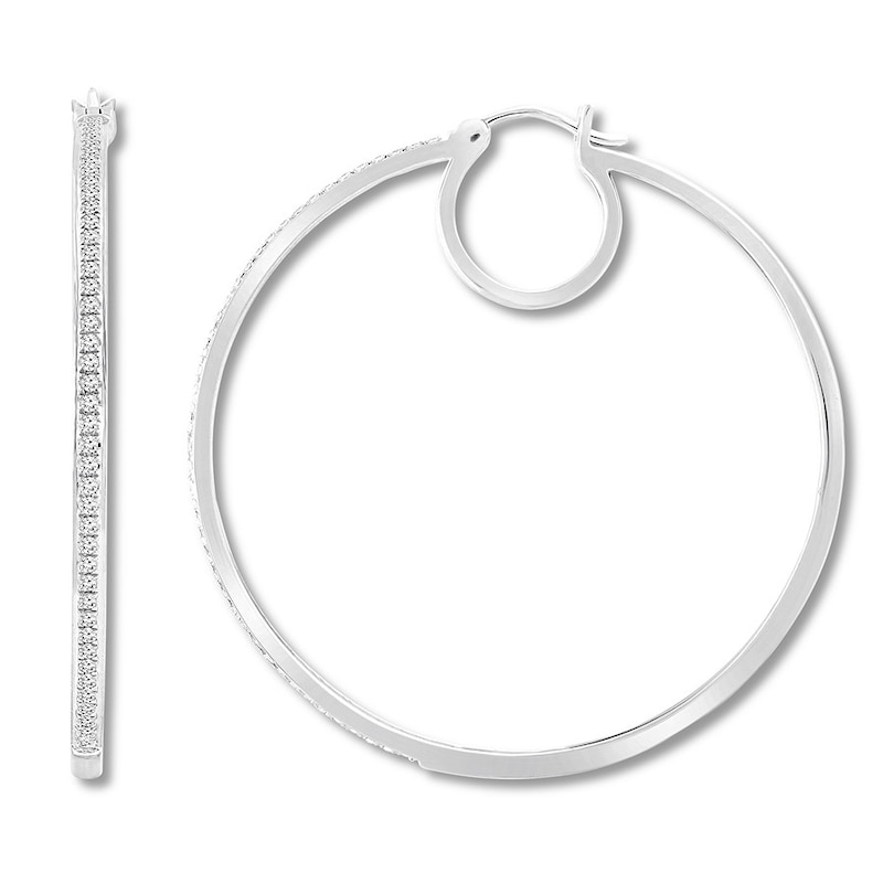 Diamond Hoop Earrings 1/2 ct tw Round-cut White Gold Plated