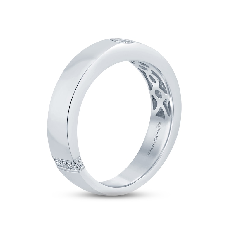 Monique Lhuillier Bliss Men's Diamond Wedding Band 1/4 ct tw Oval & Round-cut White Gold Plated