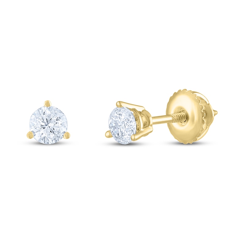 THE LEO Diamond Solitaire Earrings 1/2 ct tw Round-cut Yellow Gold Plated