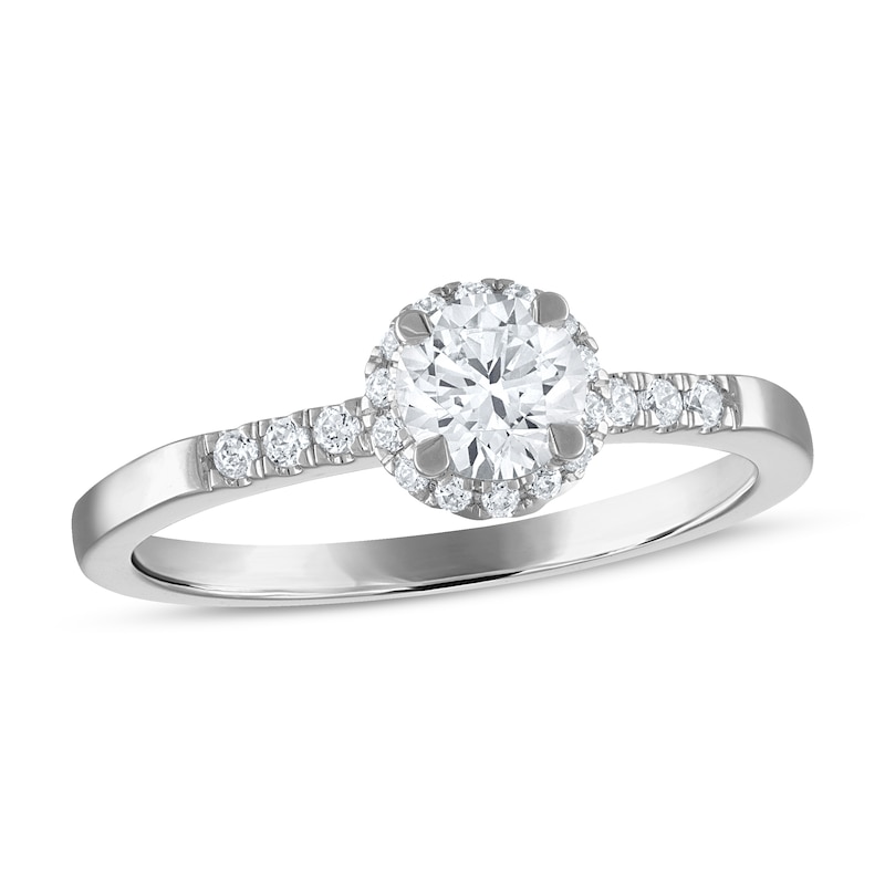 Diamond Engagement Ring 5/8 ct tw Round-cut White Gold Plated