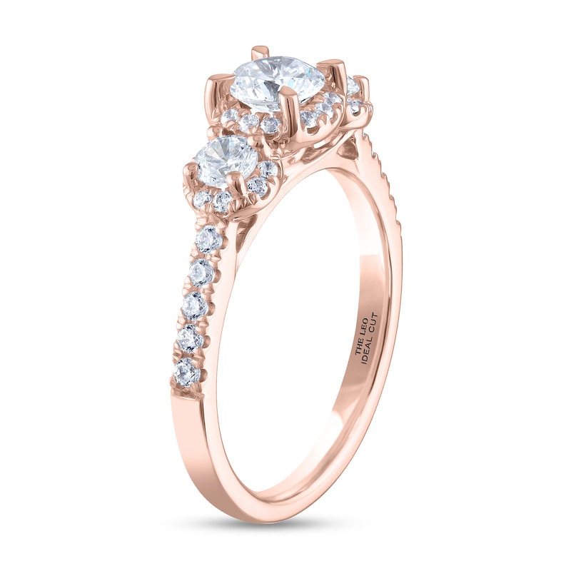 THE LEO Ideal Cut Diamond Three-Stone Engagement Ring 1 ct tw Rose Gold Plated