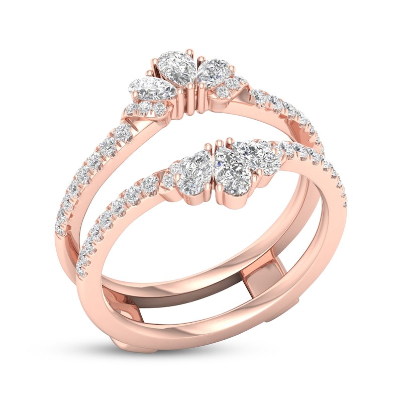 Pear-Shaped & Round-Cut Diamond Enhancer Ring 3/4 ct tw Rose Gold Plated