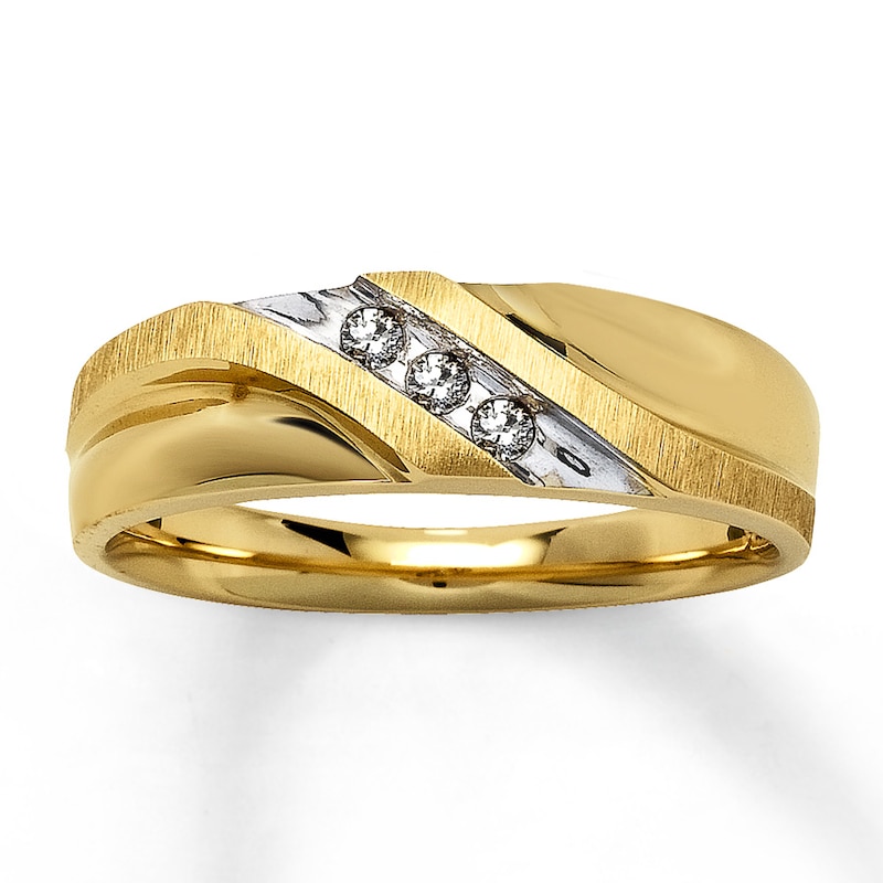 Men's Wedding Band 1/10 ct tw Round-cut Diamonds Yellow Gold Plated