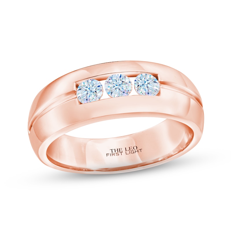 Men's THE LEO First Light Diamond Wedding Band 5/8 ct tw Rose Gold Plated
