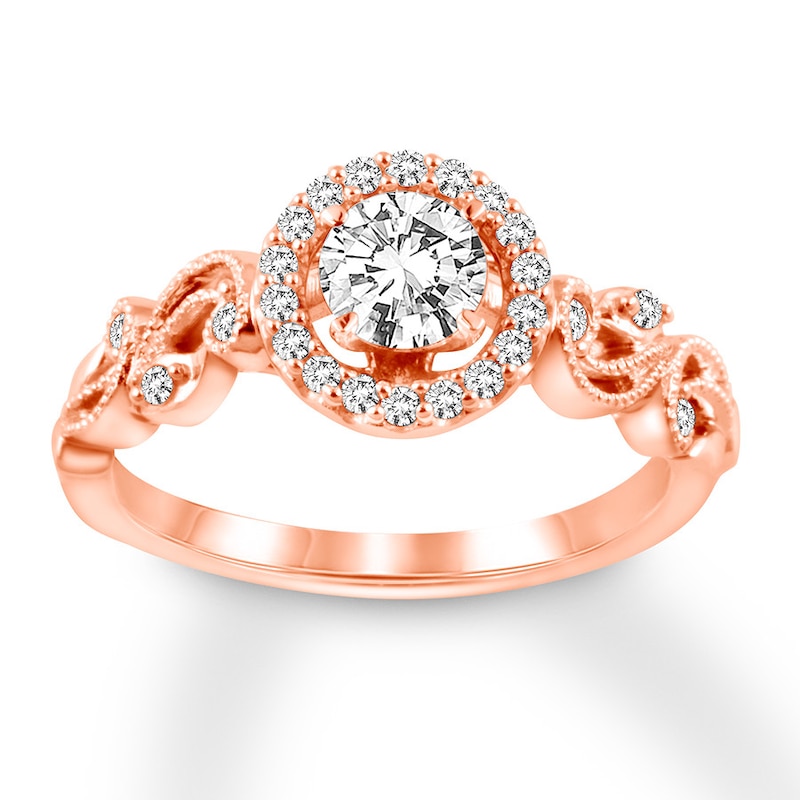 Diamond Engagement Ring 5/8 ct tw Round-cut Rose Gold Plated