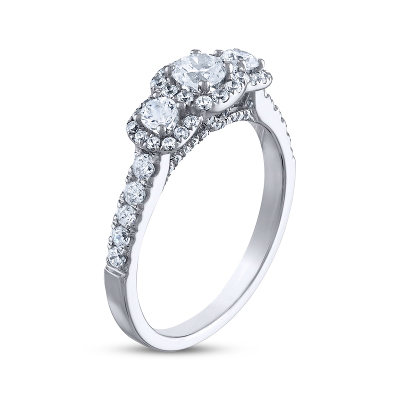 Round-Cut Diamond Three-Stone Engagement Ring 1/2 ct tw White Gold Plated