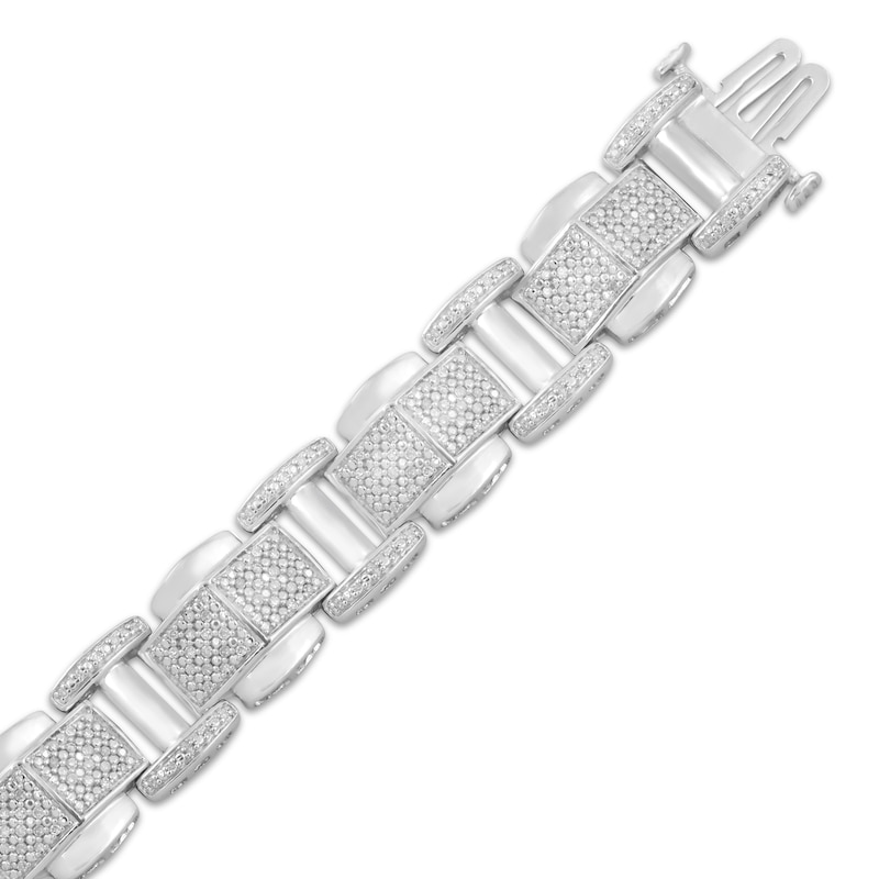 Men's Diamond Bracelet 1 ct tw Silver Plated 8.5"