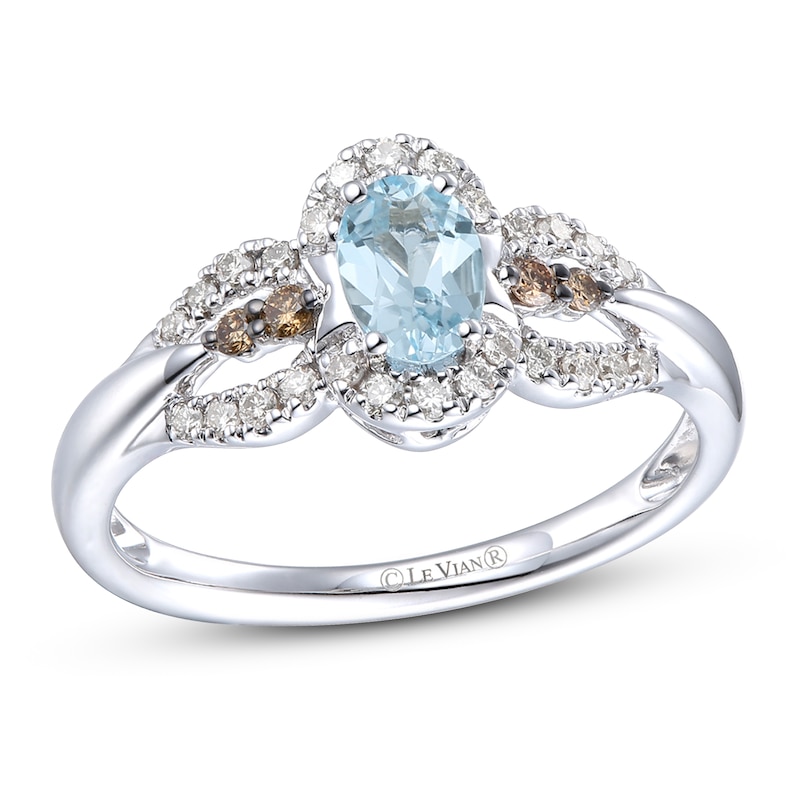 Le Vian Blue Topaz Ring 1/5 ct tw Diamonds Vanilla Gold Plated