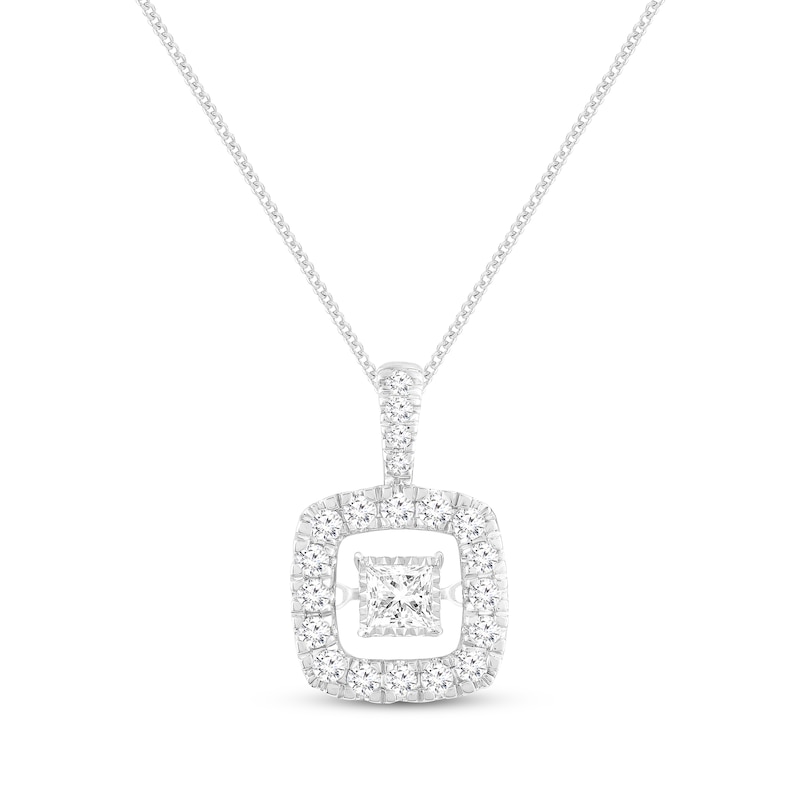 Unstoppable Love Princess-Cut Diamond Necklace 1 ct tw White Gold Plated 19"