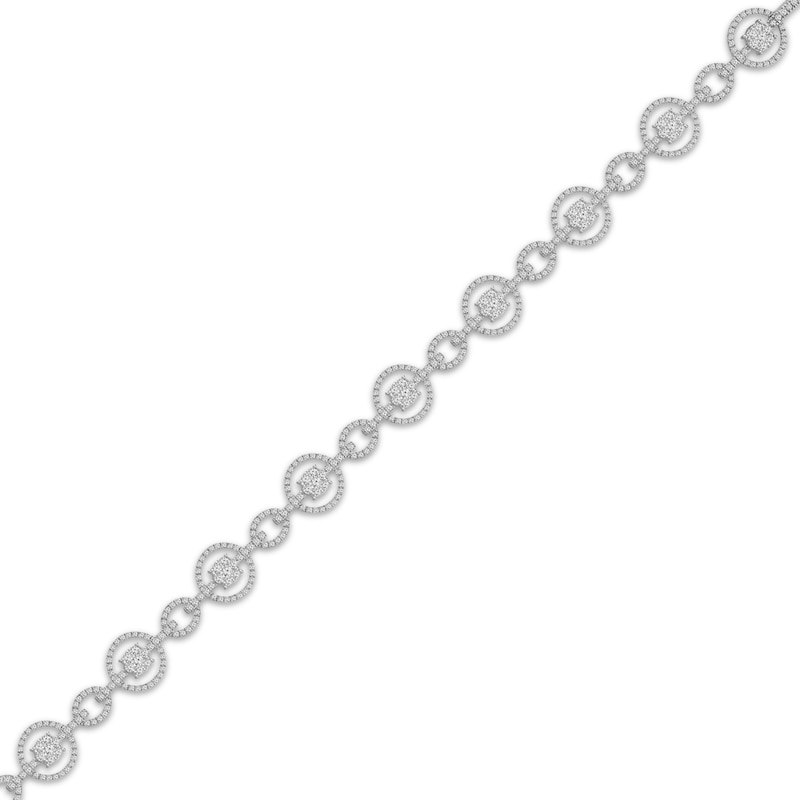Diamond Round & Oval-Link Bracelet 2-1/2 ct tw White Gold Plated 7"