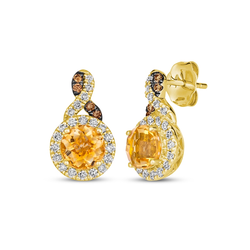 Le Vian Chocolate Twist Citrine Earrings 3/8 ct tw Diamonds Honey Gold Plated