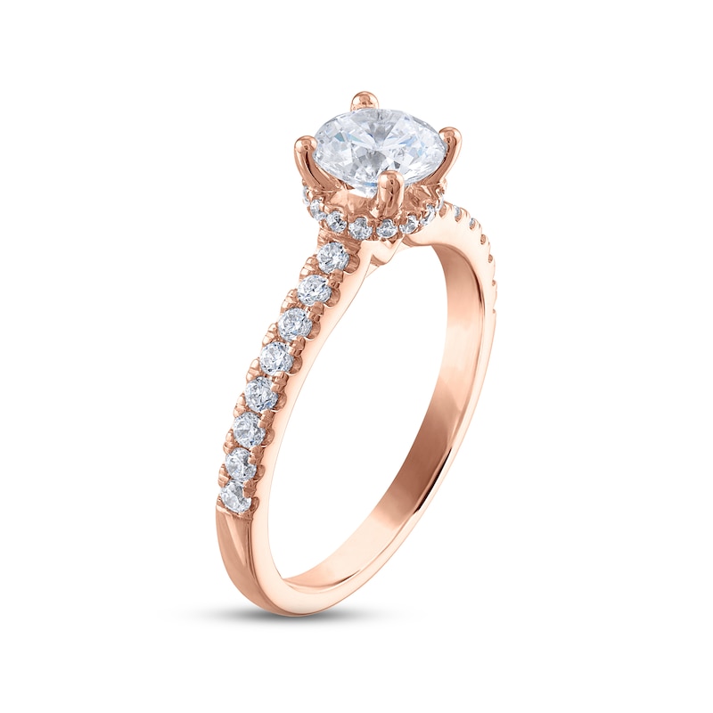 Diamond Engagement Ring 1-1/3 ct tw Round-cut Rose Gold Plated