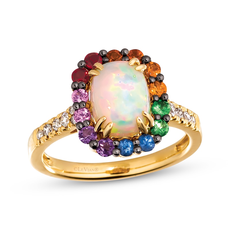 Le Vian Multi-Gemstone Ring 1/8 ct tw Diamonds Honey Gold Plated