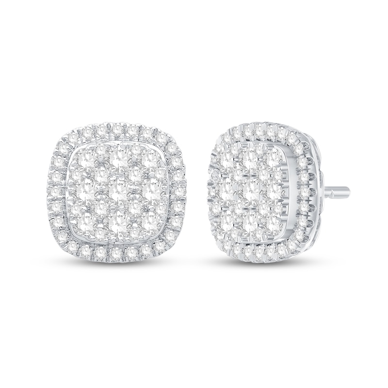 Diamond Stud Earrings 1 ct tw Round-Cut White Gold Plated